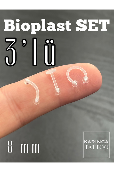 Karınca Piercing 3'lü Her Stil Bioplast Piercing Seti Şeffaf Forward Helix Rook Snug Septum Burun Dudak Conch Tragus
