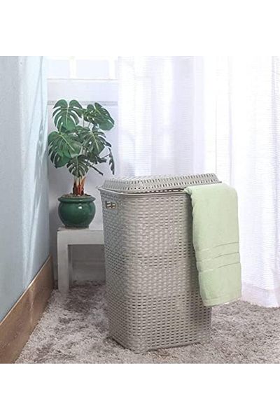 COOYA Plastic Laundry Basket, Light Grey
