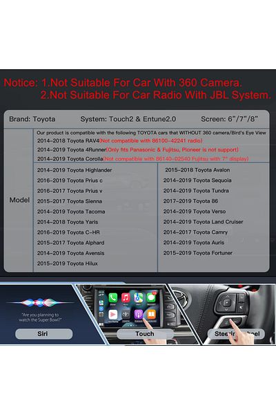 Choice Wireless Carplay Android Auto For TOYOTA CHR RAV4 Avalon Corolla Camry yaris Auris RAV4 Highlande...