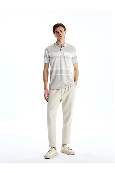 LC Waikiki Tricou pentru bărbați, cu mânecă scurtă, cu gât polo clasic, cu dungi piqué
