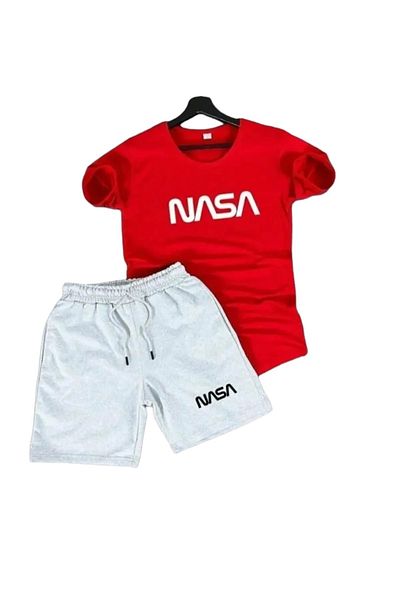 ADWAX Nasa Red Tee Gray Shorts
