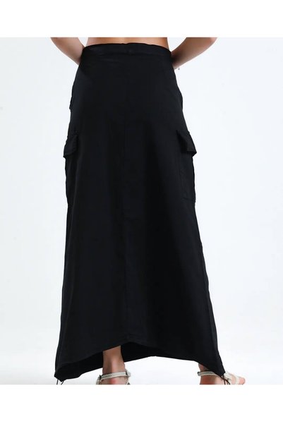 couis Very Detailed Gathered Linen Lycra Skirt