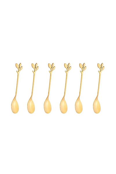 Choice 6pcs gold 6PCS Creative Personality Stainless Steel Gold Spoons Tree Leaf Spoon Coffee Spoon Tea Spo