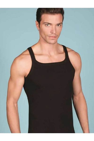 Anıt 6 Pieces Strapped Square Collar Men's Undershirt 100% Cotton (Ribbed)