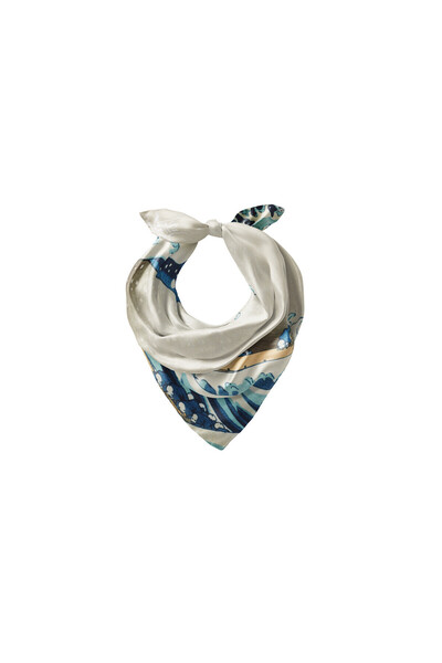 ipekevi Велика хвиля Канагави Сатинова шовкова хустинка