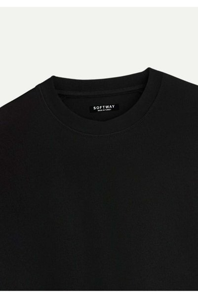 SOFTWAY Unisex Organic Oversize Plain T-Shirt - Black