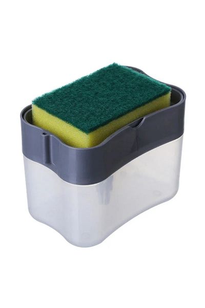 Choice GRAY 2 in 1 With Sponge Scrubbing Liquid Detergent Dispenser Press-type Liquid Soap Box Pump Organiz