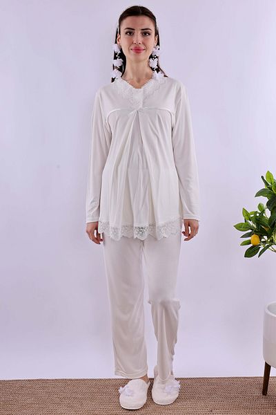 ByLohusa Effortt Ecru Maternity Maternity Pajama Set
