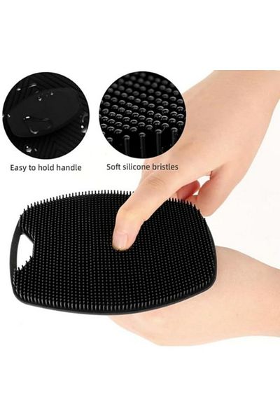 Choice Black 1pc Soft Silicone Exfoliating Brush Rub Back Brush Body Cleansing Scrubber Brush Shower Gentle