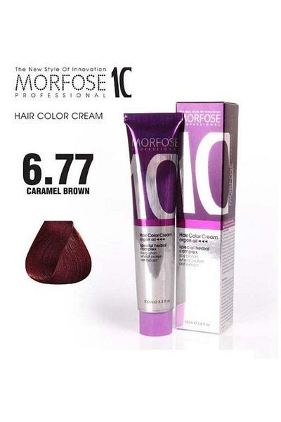 Morfose Morfose 10 Hair Color Cream with Argan Oil - 6.77 Caramel Brown