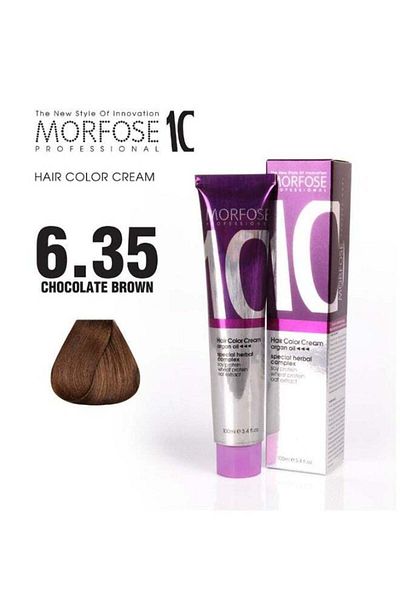 Morfose Morfose 10 Hair Color Cream - 6.35 Chocolate Brown with Argan Oil & Natural Oils