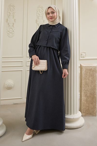 InStyle Σετ ανθρακί μπουφάν Gilet με πλαϊνή γραμμή