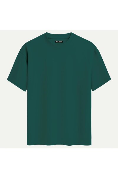 SOFTWAY Unisex Organic Oversize Plain T-Shirt - Dark Green