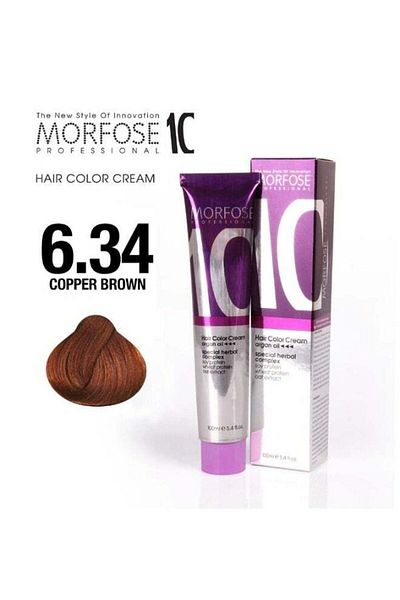 Morfose Morfose 10 Hair Color Cream with Argan Oil - 6.34 Copper Brown, 100ml
