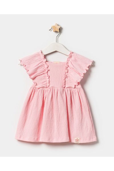 Minipodyum Baby Girl Ruffle Detailed Knitted Muslin Summer Dress