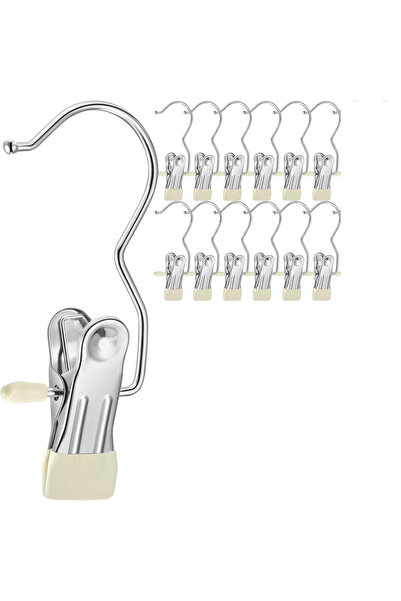 Choice أبيض عاجي - 10 قطع مشابك شماعات من الفولاذ المقاوم للصدأ خطافات غسيل ملابس معلقة مشابك شماعات أحذية