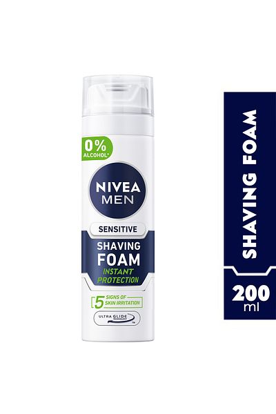 NIVEA Men Shaving Foam Sensitive 200ml - Gentle Skin Protection & Smooth Shave