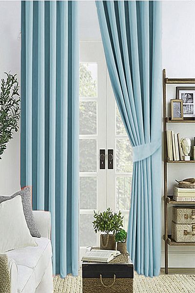 farbateks Turquoise Blue Color Sunshade Blackout Darkening Background Curtain Flat Planting