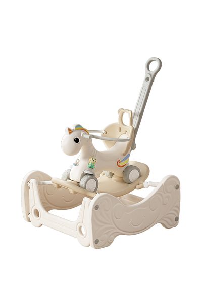FULLJOY Rocking Horse with Backrest for Kids with Detachable Balance Board, Music and Trampoline 4*1, 80*71*100 cm