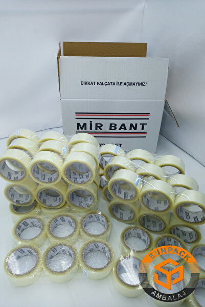 MİR BANT Akrilik Koli Bandı 45mm X 100m Şeffaf (72 Adet) - Kopmayan Güçlü Koli Bandı