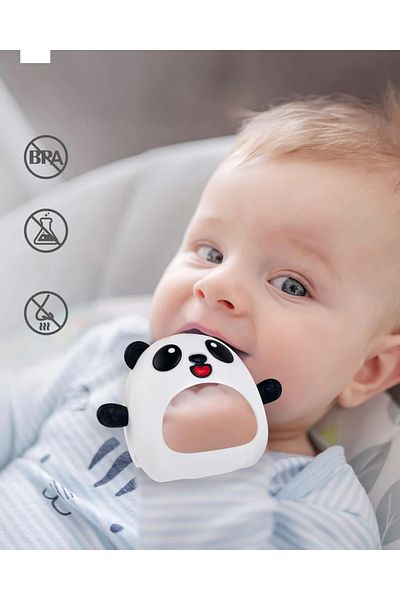 hahaland Set Of 2 Baby Teething Toys, Silicone, White/green/black, 0-9 Months