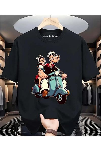 New Shine Μπλουζάκι Popeye Popeye Printed Large Size Oversize T-Shirt