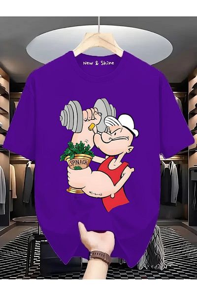New Shine Μπλουζάκι Popeye Popeye Printed Large Size Oversize T-Shirt