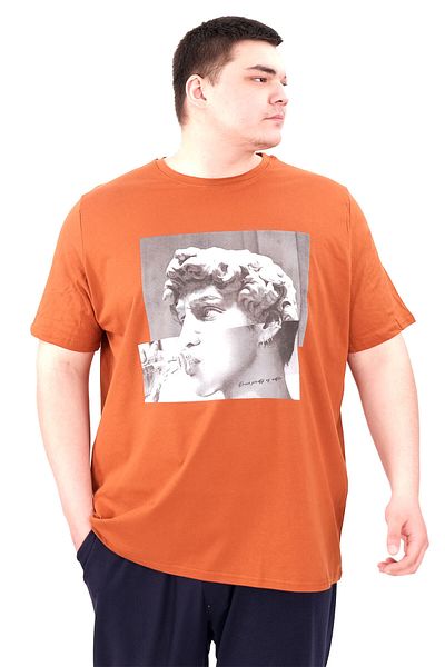 ModeXL Men's T-Shirt Large Sizes - Mode XL - Crew Neck Cinnamon U25027