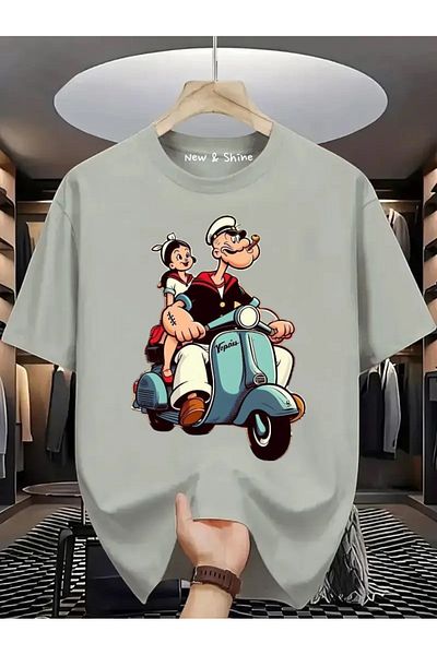 New Shine Μπλουζάκι Popeye Popeye Printed Large Size Oversize T-Shirt