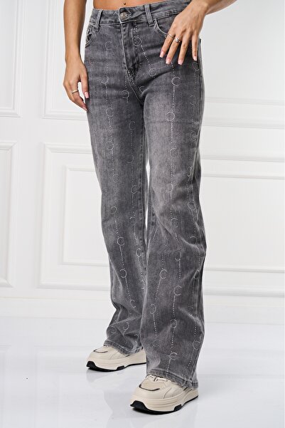 Joana Γυναικείο τζιν κανονικής εφαρμογής γκρι Karlena