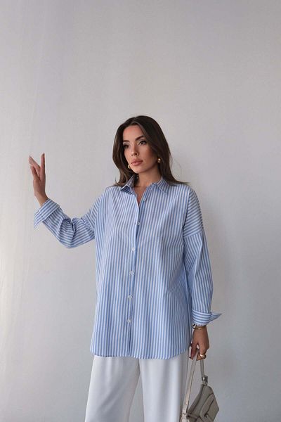 Hatun Atila Cămașă cu mânecă lungă cu model în dungi albastru și alb
