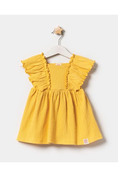Minipodyum Baby Girl Ruffle Detailed Knitted Muslin Summer Dress
