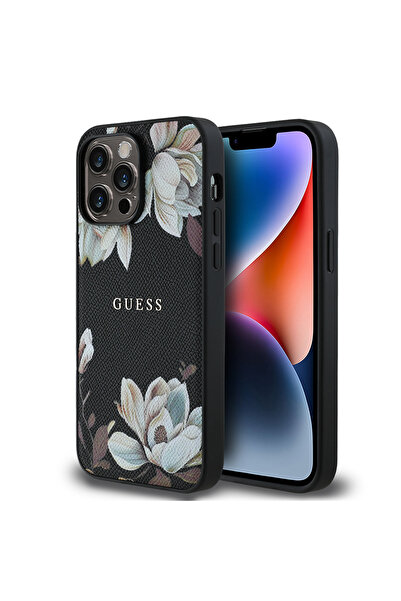 Guess iPhone 14 Pro Max Uyumlu Kılıf Guess Lisanslı M-safe Özellikli Taneli Ç...