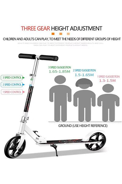 Saharaz Scooter,Kick Scooter, with 3 Adjustment Levels Handlebar, Aluminum Alloy, Bearing capacity 150kg