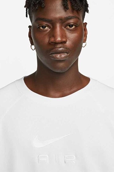 Nike Ανδρικό φούτερ Air Crew Loose Fit Λευκό Φαρδύ Ποδηλατικό Λαιμόκοψη Ανδρικό Φούτερ Λευκό