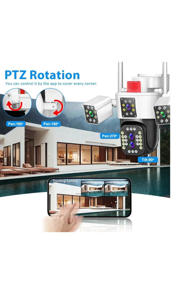 menody Orijinal 3 Kameralı Wifi Güvenlik Kamerası 9mp Ptz Akıllı Kamera Mikrofon ve Hoparlör