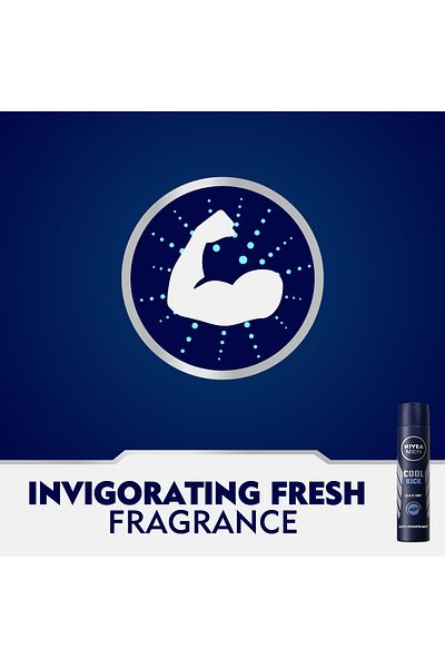 NIVEA مزيل عرق بخاخ كول كيك للرجال 200 مل، انتعاش يدوم طويلاً وتحكم في الرائحة