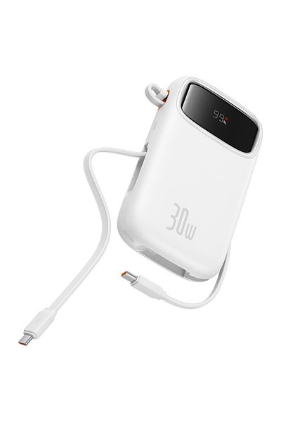 Baseus Baseus QPow2 10000mAh 30W Power Bank with Built-in Dual Type-C Cables & Digital Display Black