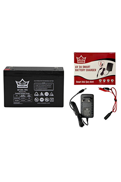 ORTEC 6 VOLT 12 AMPER OYUNCAK ARABA AKÜSÜ VE ŞARJ ALETİ 3 AMPER HIZLI ŞARJ