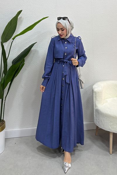 Tesettür Diyarı Rochie de vară Tril Tril, cu nasturi, pentru femei