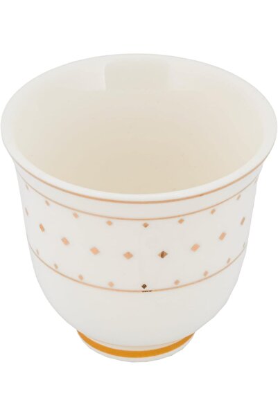 ALSAIF Rasi 12-piecesarabian Coffee Cup Set, Porcelain, White/gold