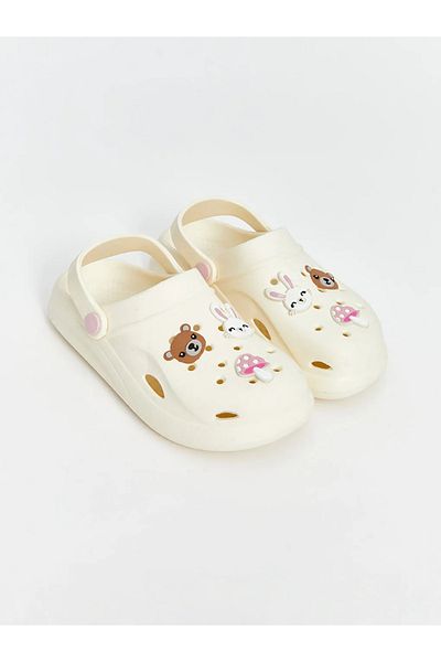 LC Waikiki Lcw Steps Ecru Printed Girls' Beach Sandals