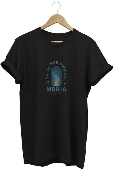 remonz Lotr Lord of the Rings Moria με εμπριμέ κοντομάνικο βαμβακερό μπλουζάκι με λαιμόκοψη