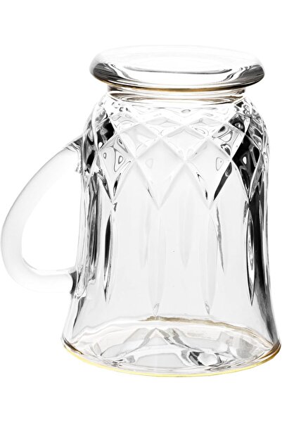 ALSAIF 6-pieces Glass Tea Cup With Handles For Hot Drinks, 100ml, Clear/gold