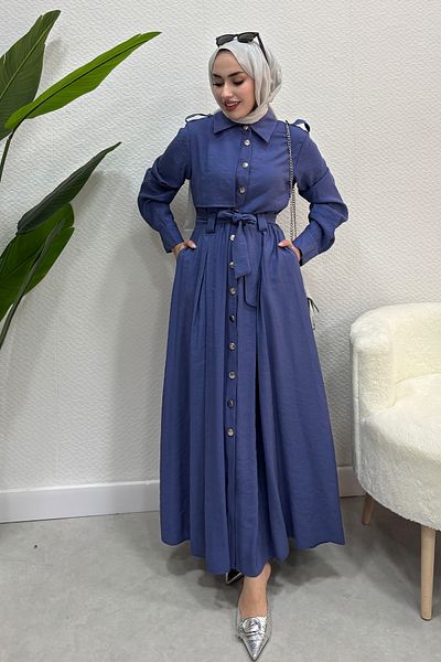 Tesettür Diyarı Rochie de vară Tril Tril, cu nasturi, pentru femei