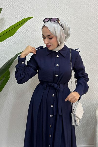 Tesettür Diyarı Rochie de vară Tril Tril, cu nasturi, pentru femei
