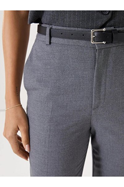 LC Waikiki LCW Vision Gri Beli Kemerli Havuç Kesim Kadın Pantolon