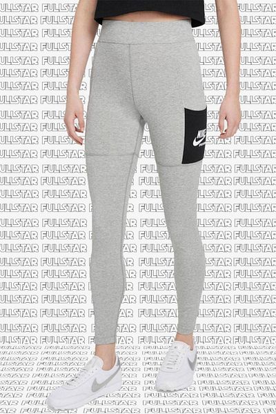 Nike Sportswear Club Leggings cu talie înaltă Leggings gri din bumbac cu 2 buzunare
