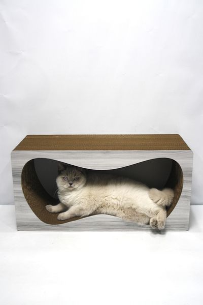 Lazy Paws Cardboard Cat Scratch Sofa - Set of 4 - Gray Wood Pattern