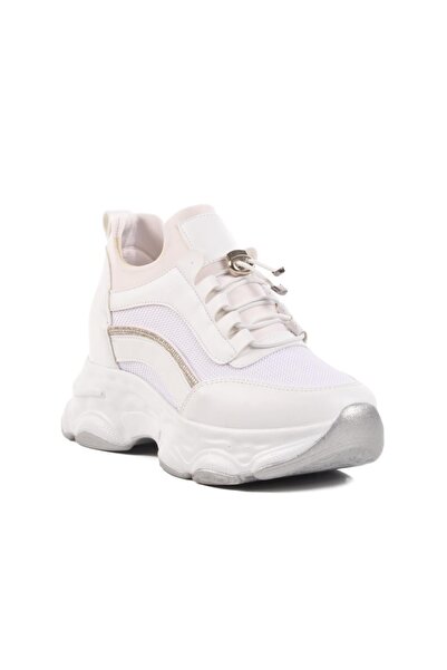 AYAKMOD Beyaz Yüksek Taban Kadın Sneaker 6064 Z